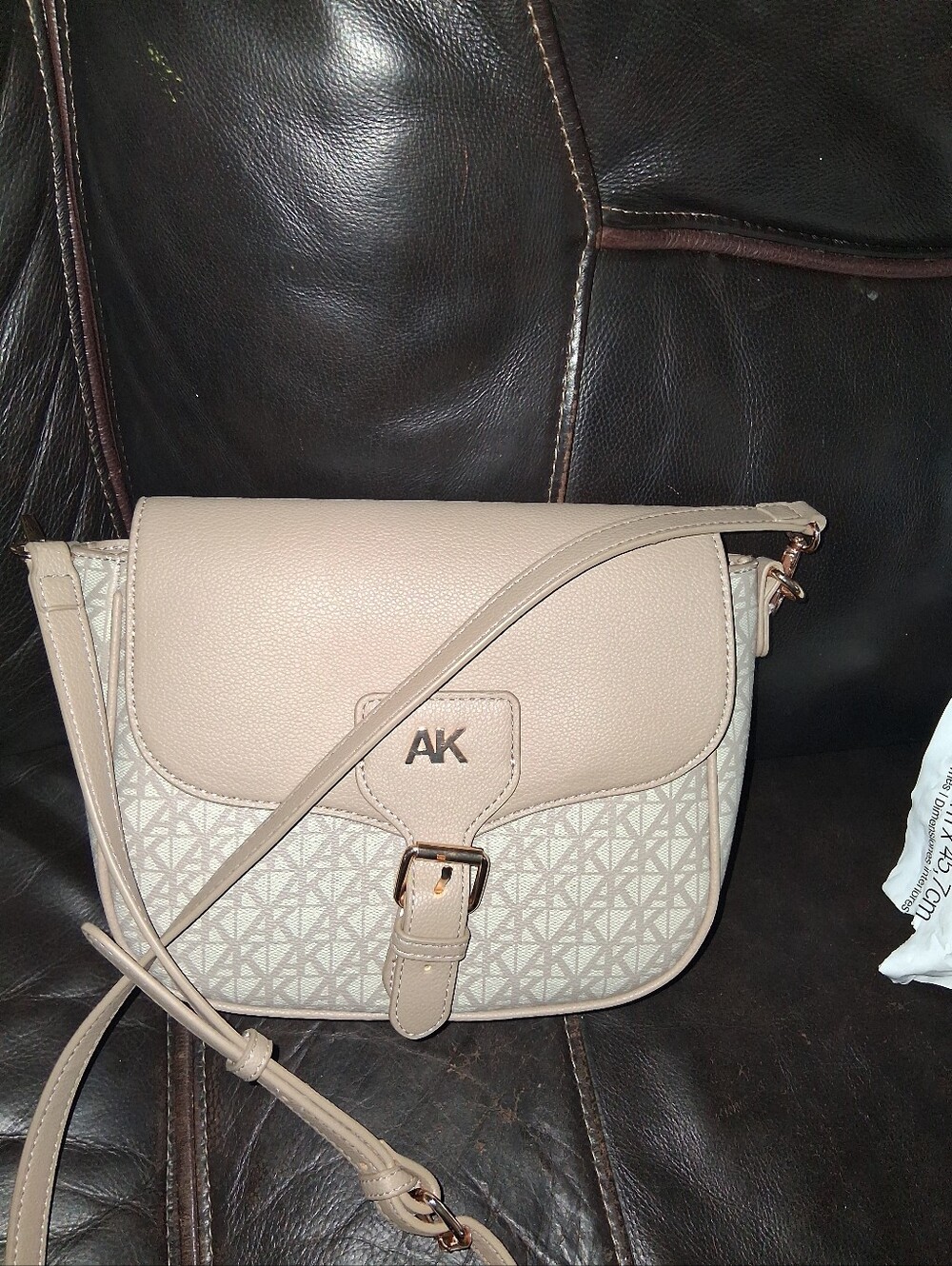 Anne Klein Blush Taupe Crossbody with Patterned Sides